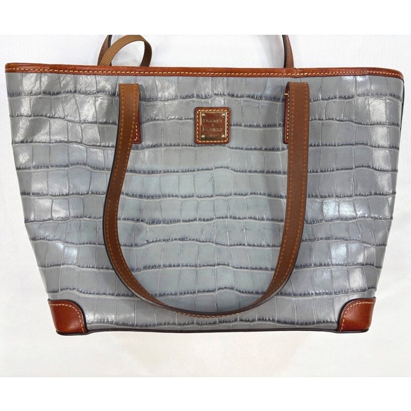 Dooney & Bourke Tote Bag in a Gray Crocodile-Embossed Leather Finish - Picture 2 of 16